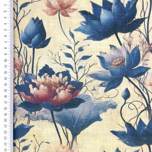 Viscose linen Digital print, Blomster